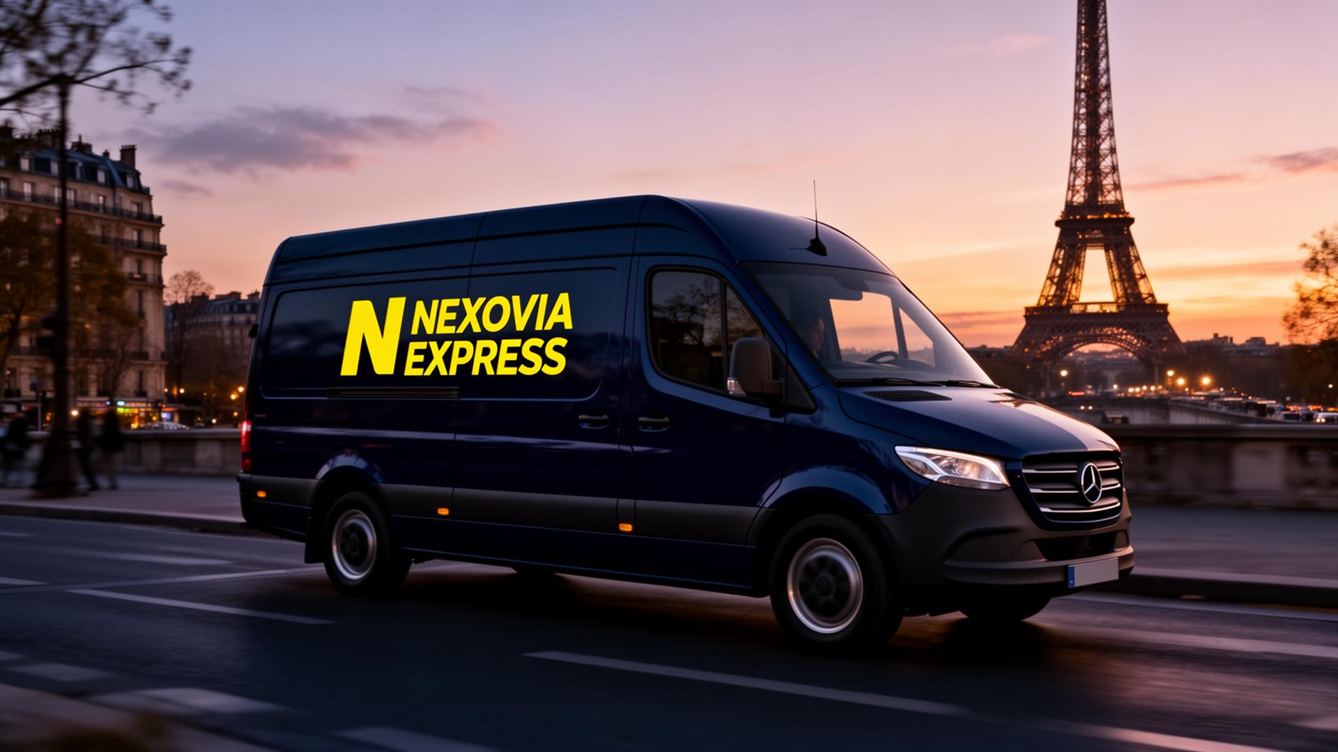 Van Nexovia Express devant la Tour Eiffel